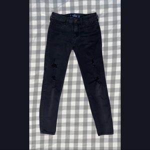 hollister black low rise ripped jeans